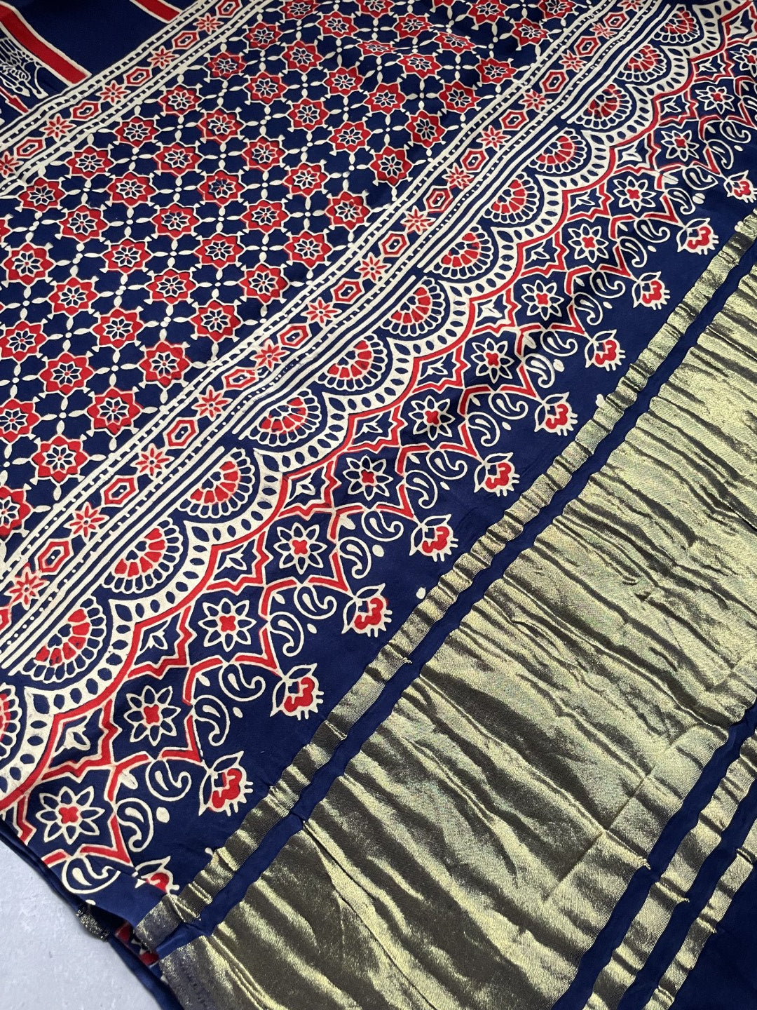 Navy Blue Gharchola border Modal Silk Saree