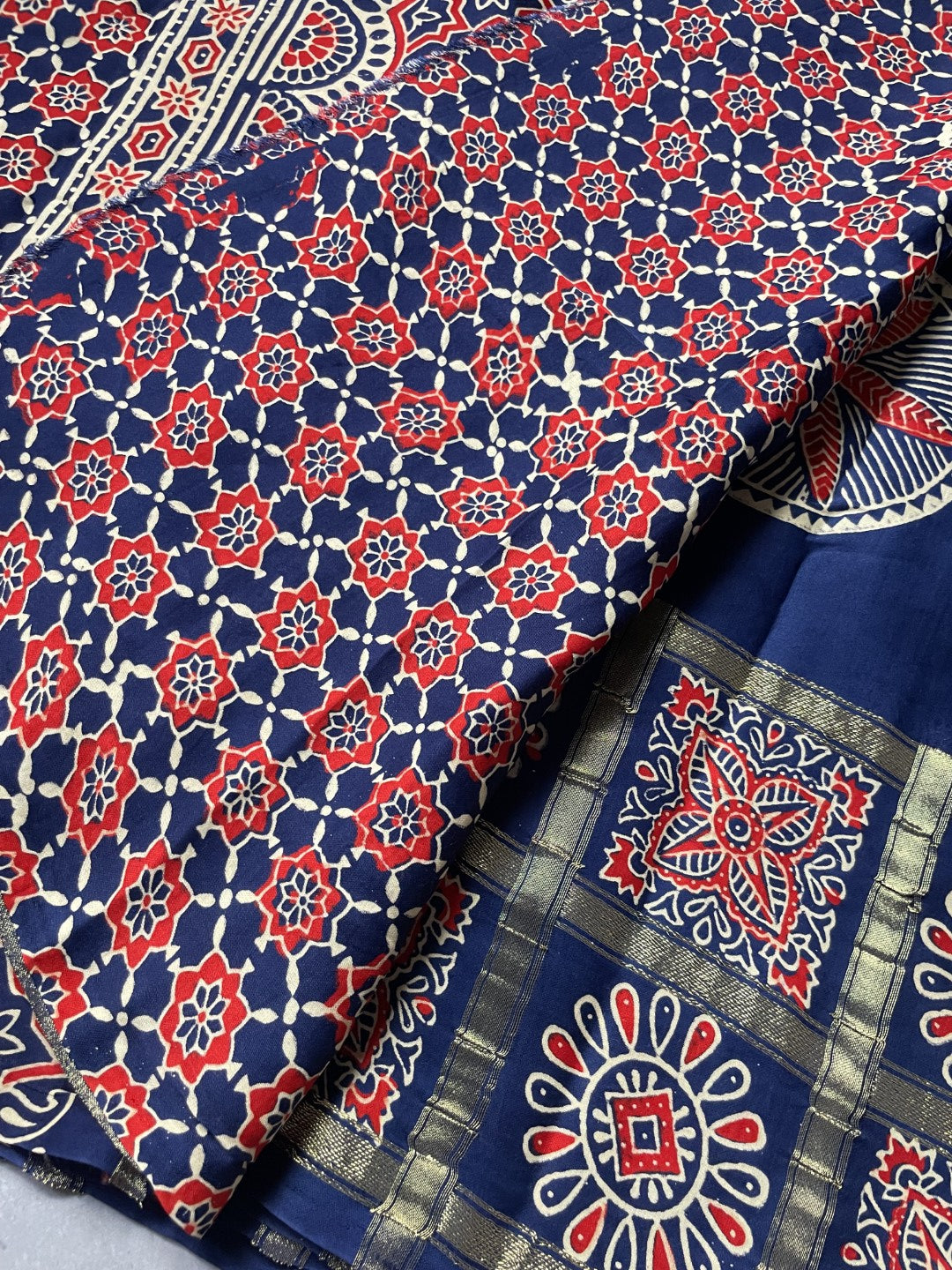 Navy Blue Gharchola border Modal Silk Saree