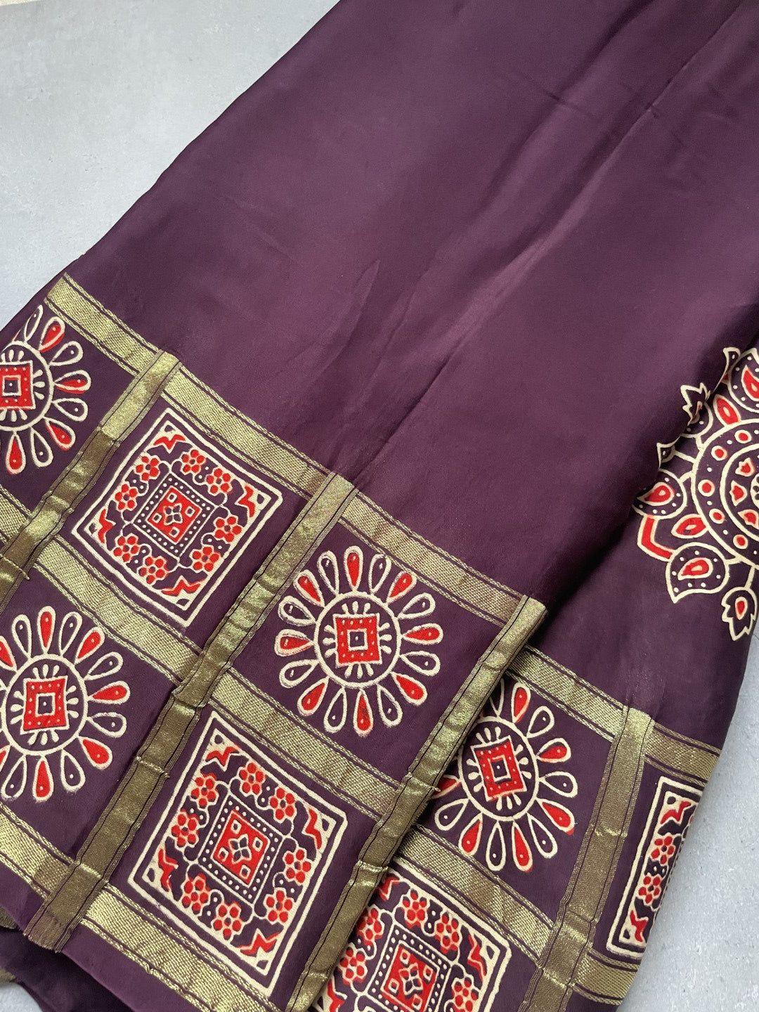 Brown Gharchola border Modal Silk Saree