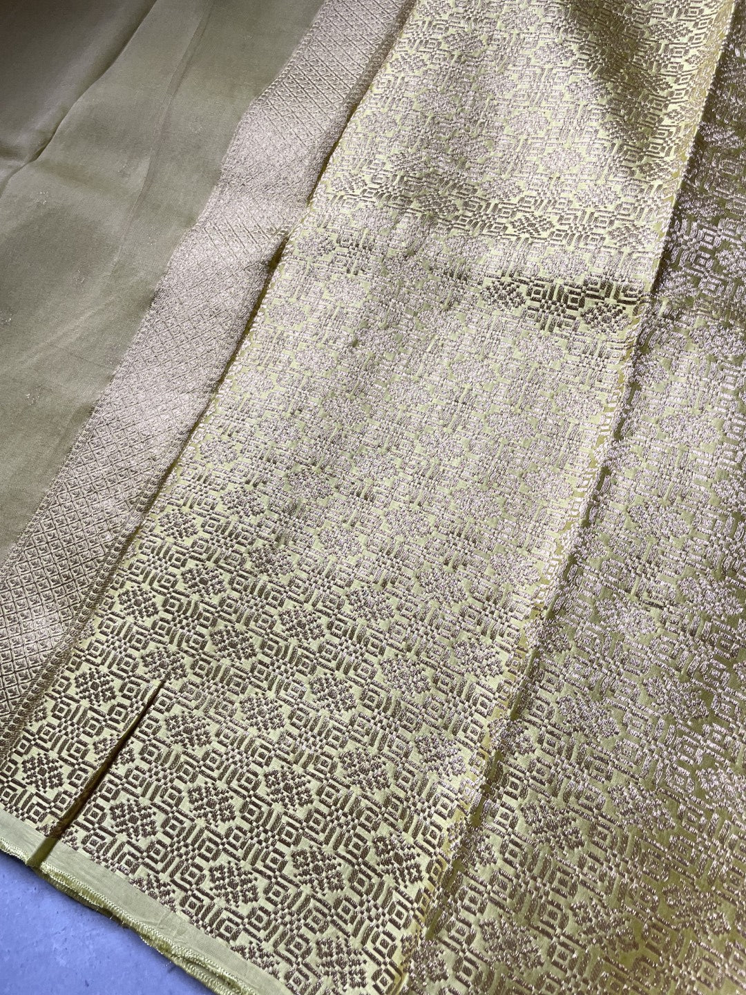 Pista Green Satin Border Tissue Silk Saree