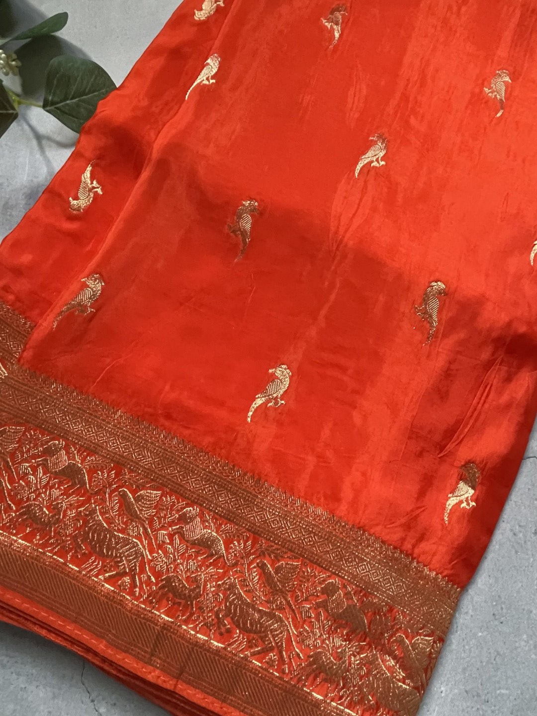 Orange N Purple Satin Crepe(01) Silk Saree