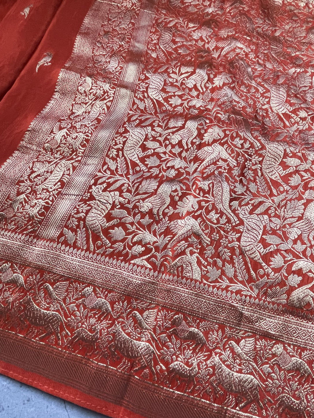 Orange N Purple Satin Crepe(01) Silk Saree