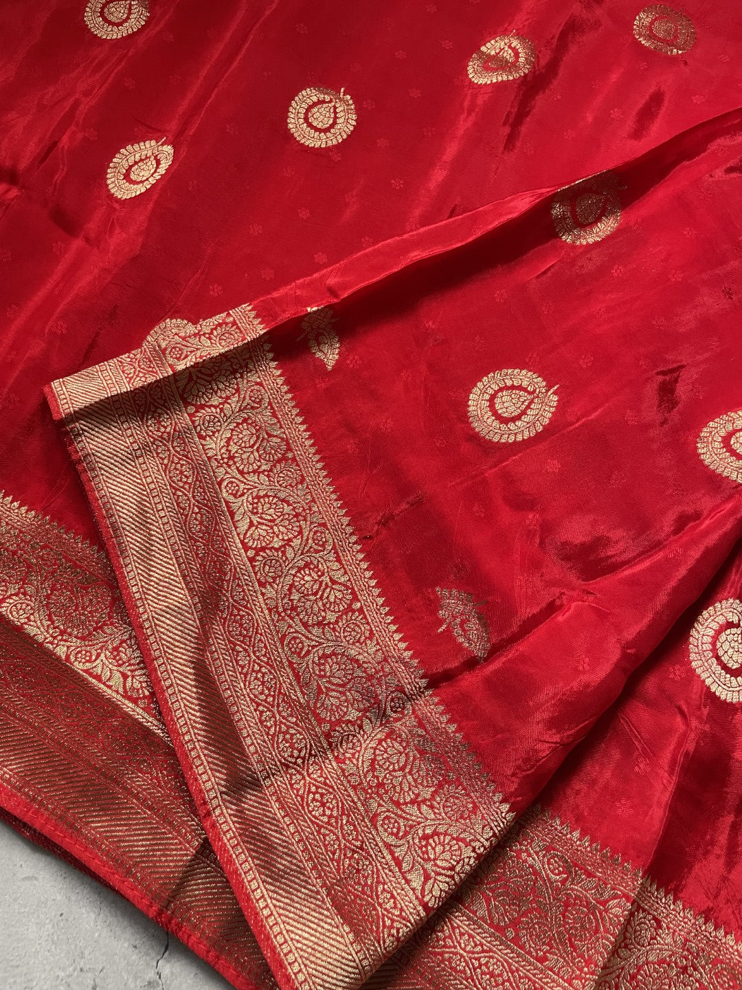 Pink N Blue Satin Crepe(02) Silk Saree