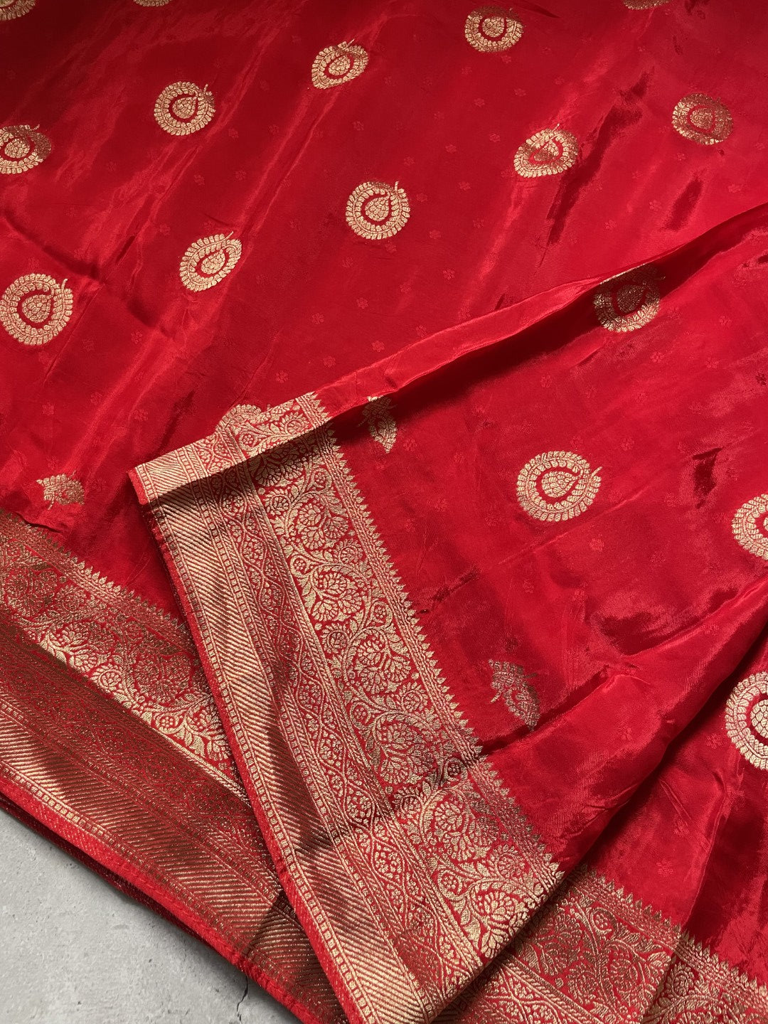 Pink N Blue Satin Crepe(02) Silk Saree