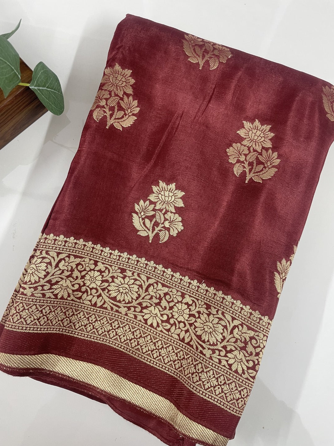 Brown Munga Crepe Silk Saree