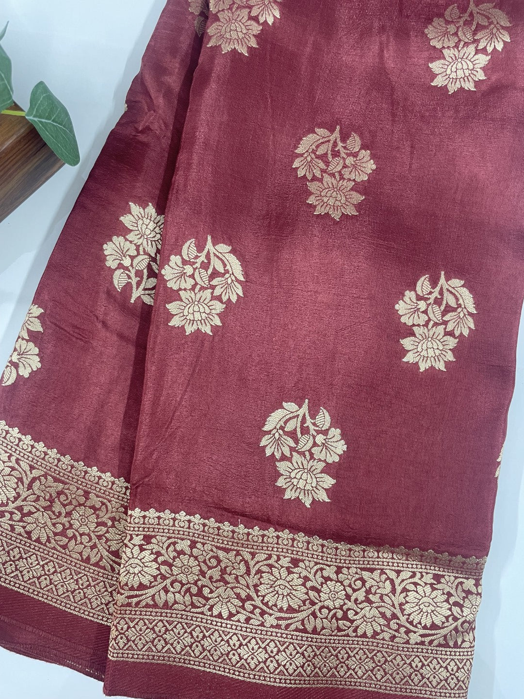 Brown Munga Crepe Silk Saree