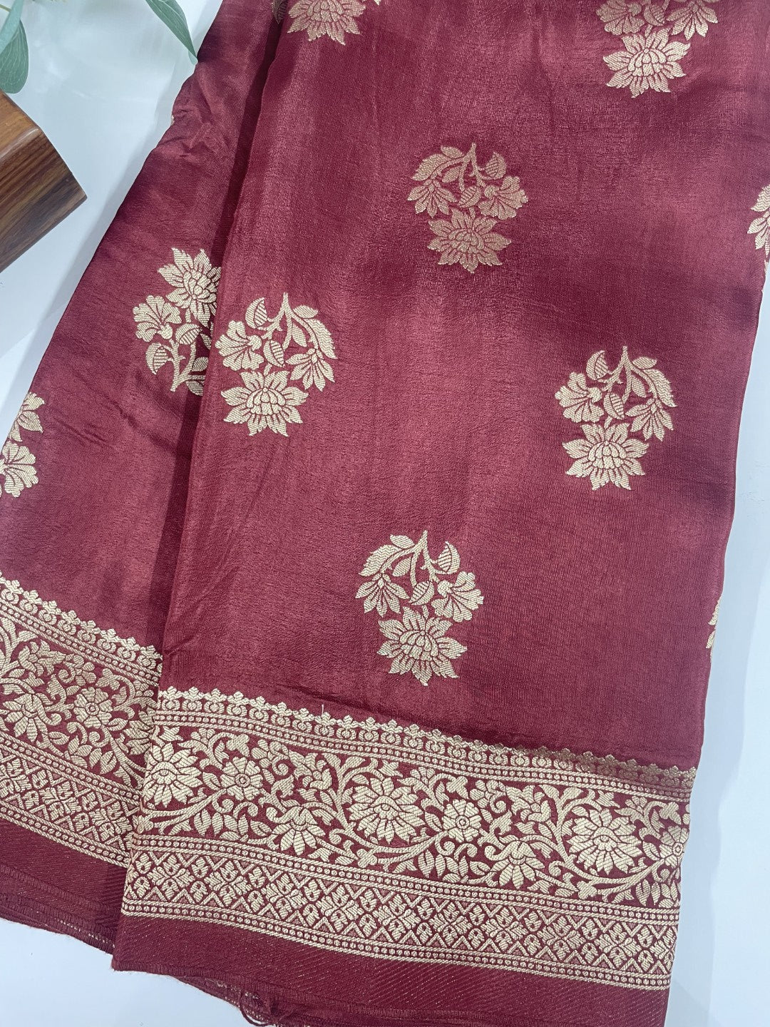 Brown Munga Crepe Silk Saree