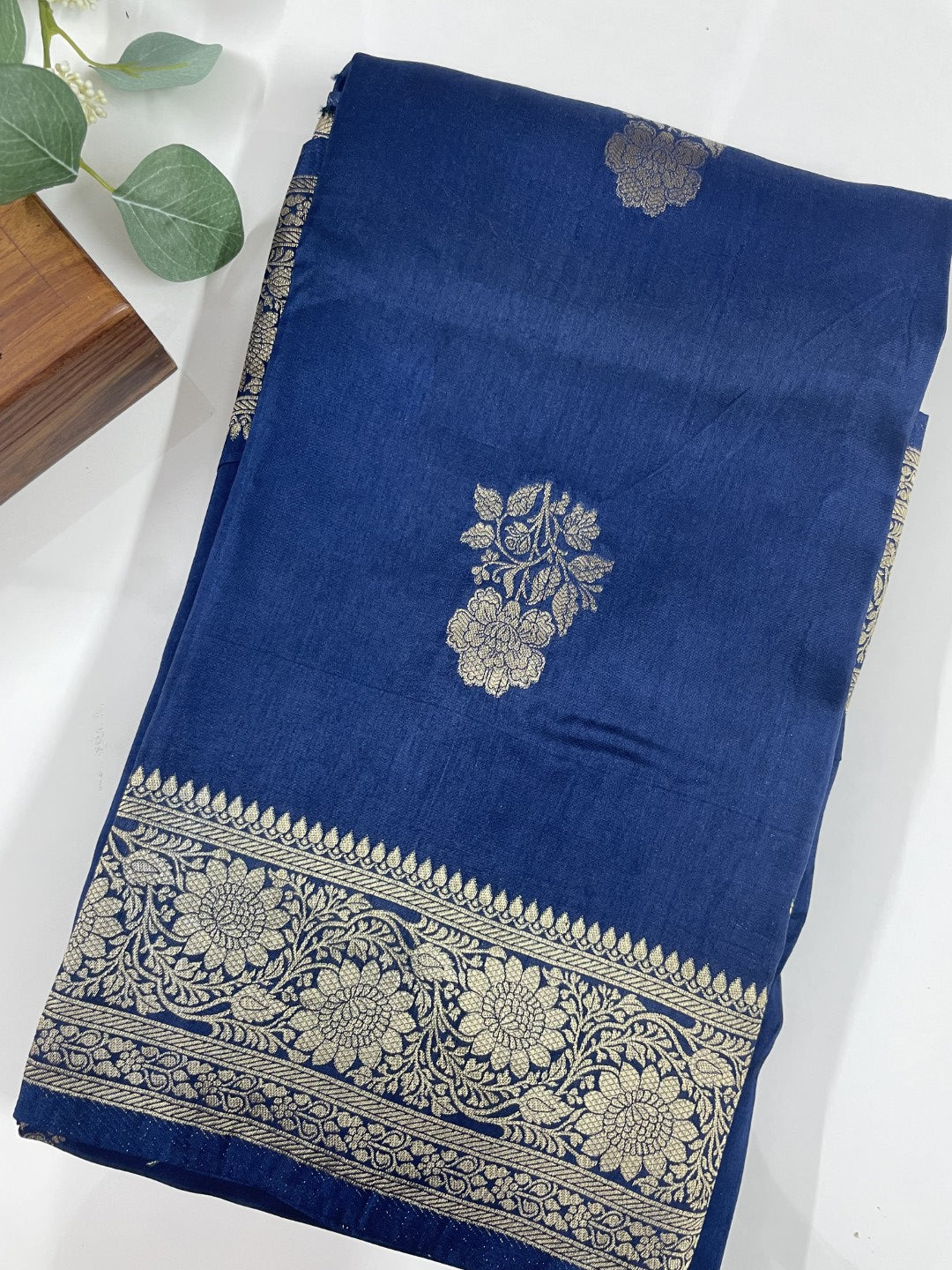 Blue Munga Crepe Silk Saree