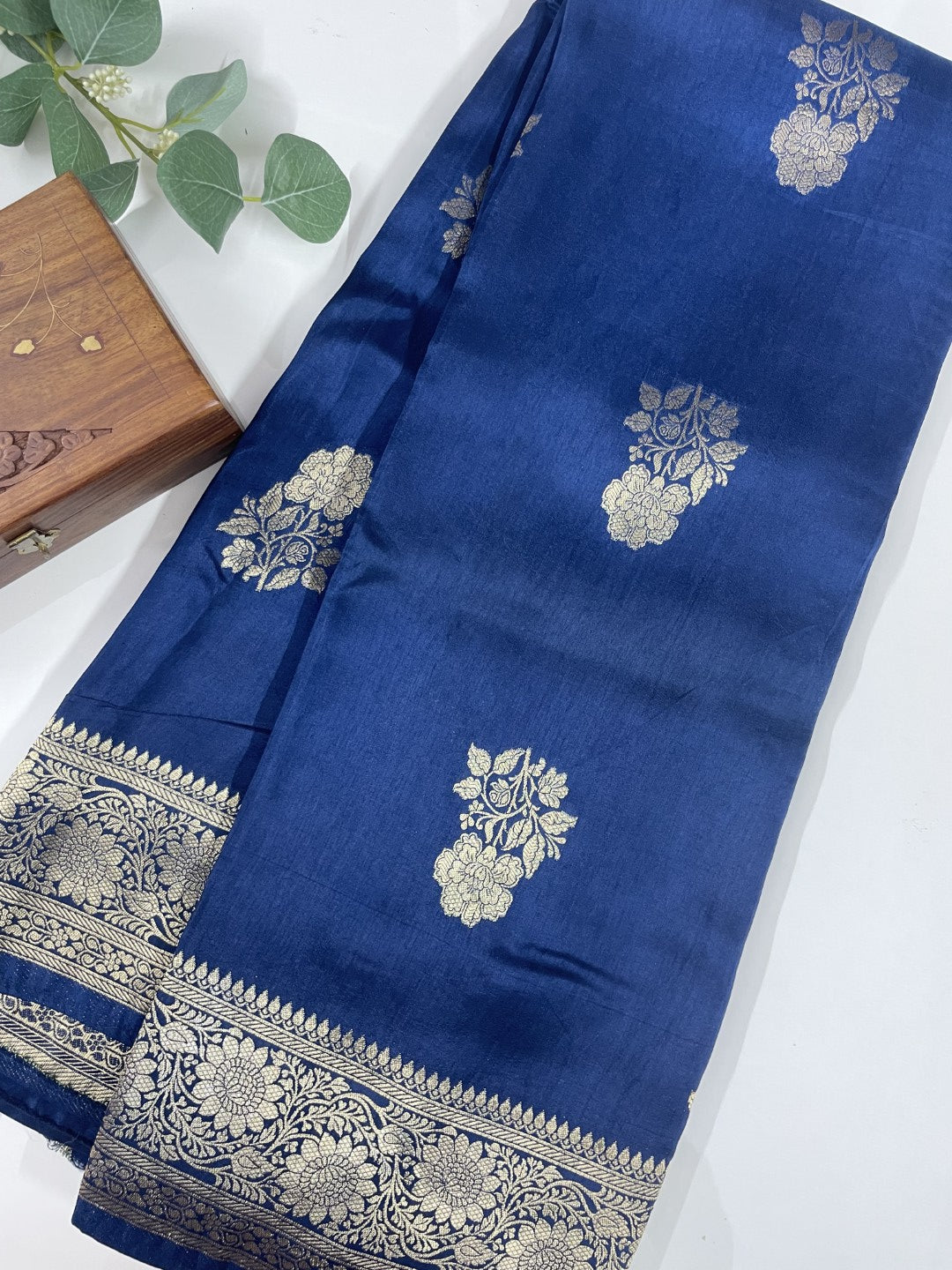 Blue Munga Crepe Silk Saree