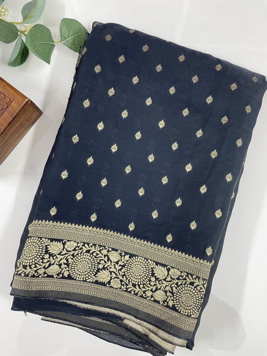 Black Mashru Crepe Silk Saree