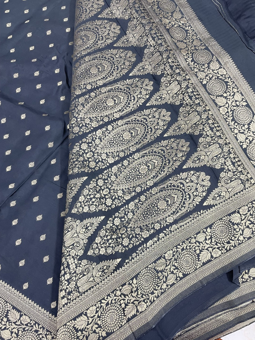 Black Mashru Crepe Silk Saree