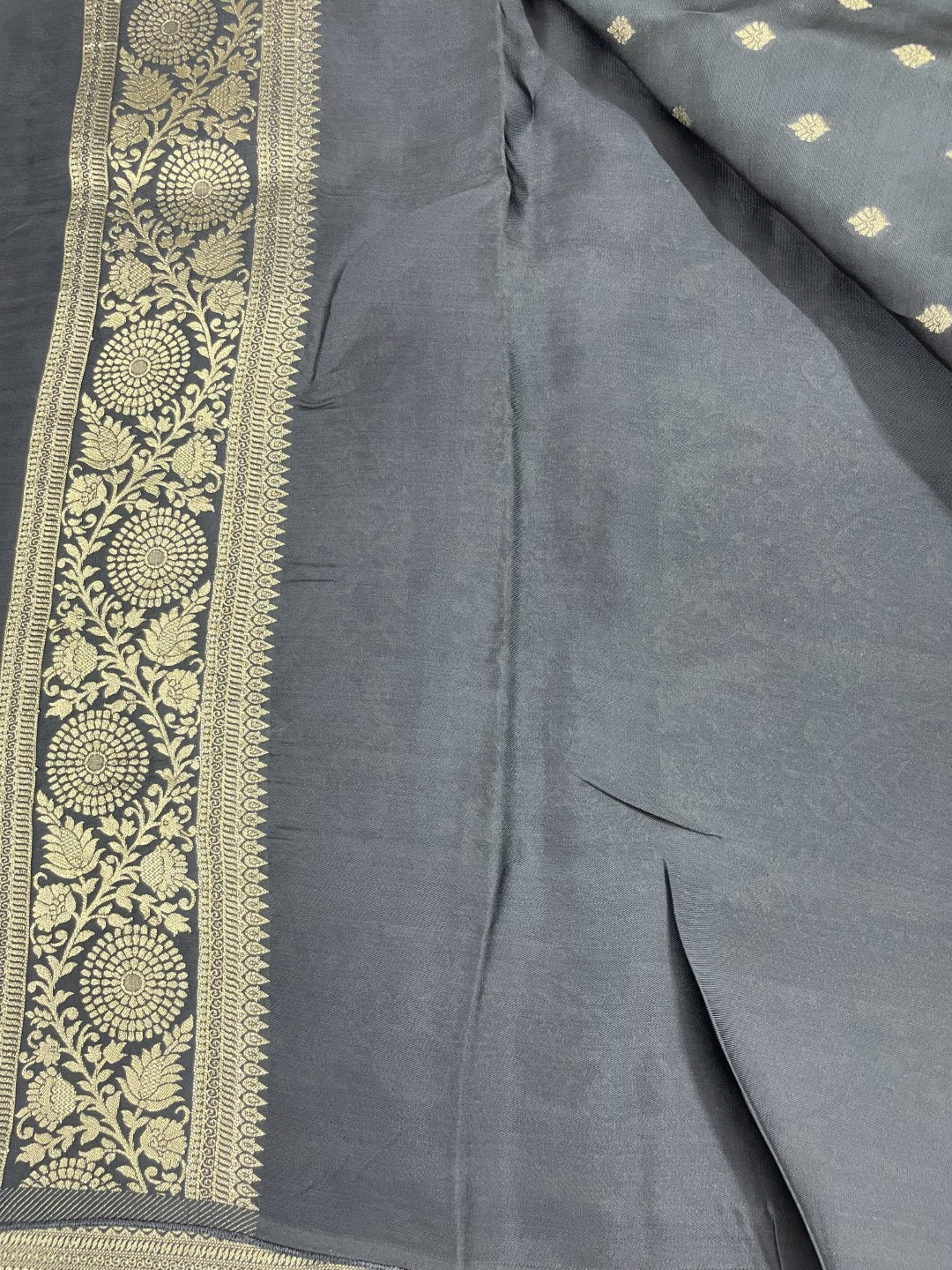 Black Mashru Crepe Silk Saree