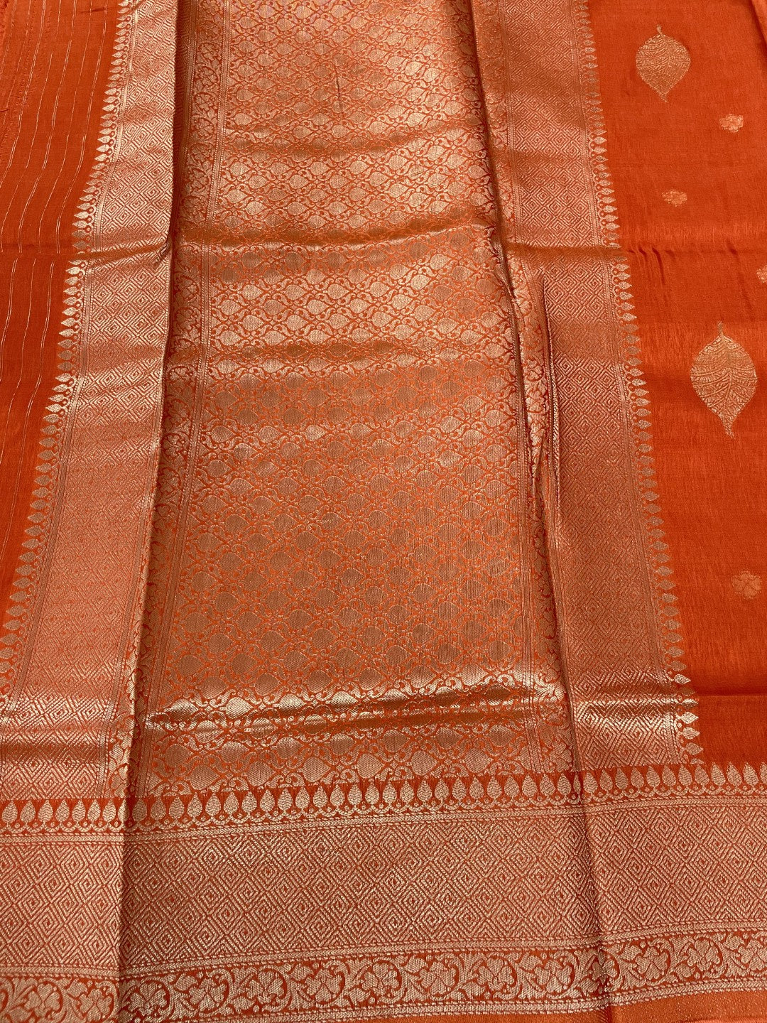 Orange Munga Silk Saree