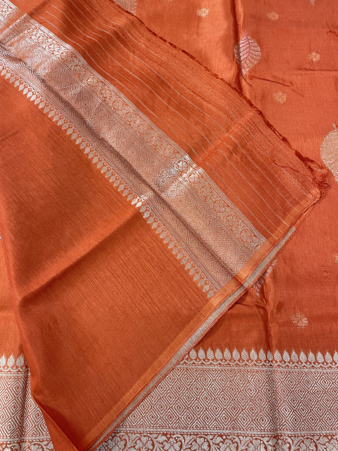 Orange Munga Silk Saree