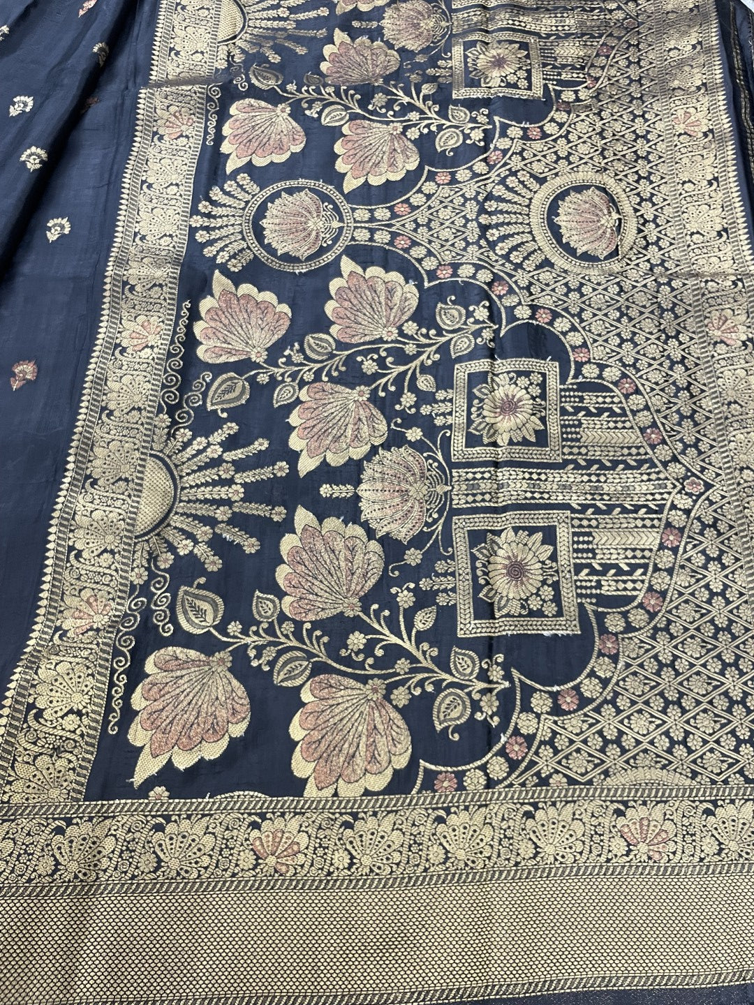 Black Soft Viscose Munga Silk Saree