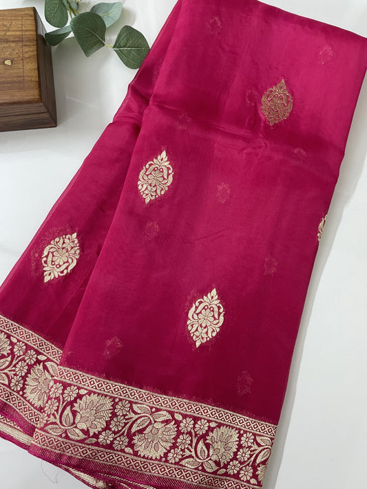 Pink Russian Crepe Silk Saree