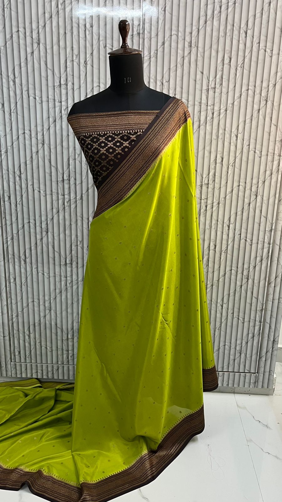Green N Black Koniya Banarasi Pure Crepe Chiffon Saree