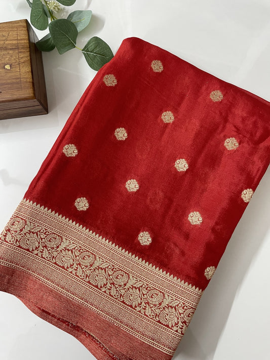 Red Chinnon Georgette Saree