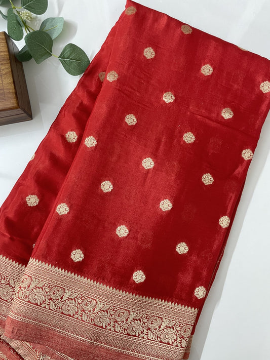 Red Chinnon Georgette Saree