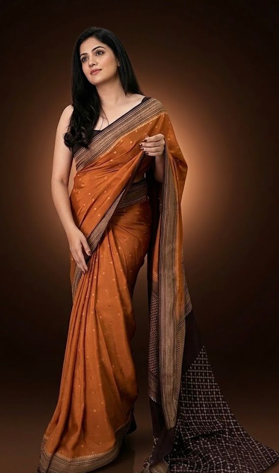 Rust N Brown Koniya Banarasi Pure Crepe Chiffon Saree