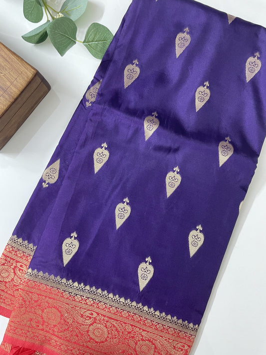 Blue N Pink Soft Crepe Silk Saree