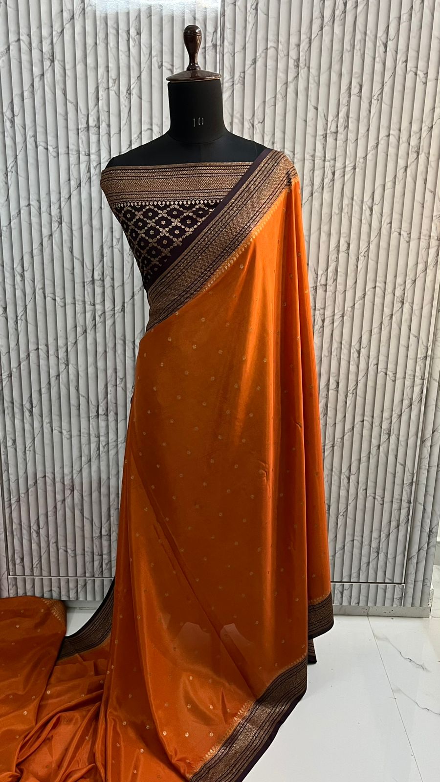 Rust N Brown Koniya Banarasi Pure Crepe Chiffon Saree