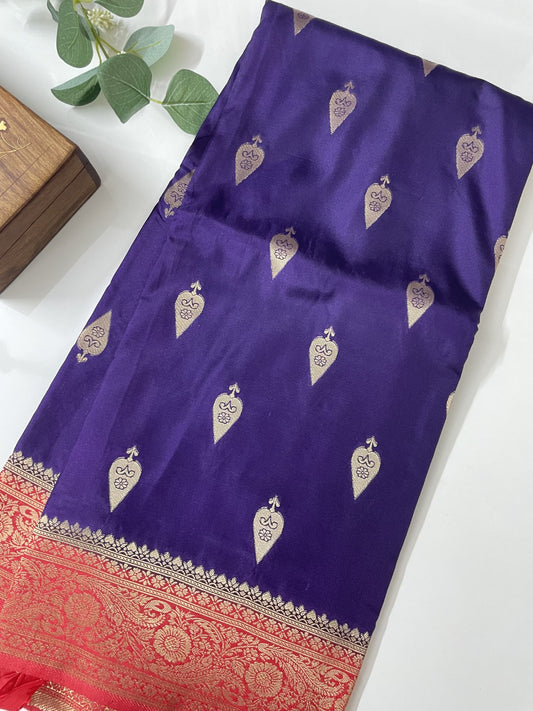 Blue N Pink Soft Crepe Silk Saree