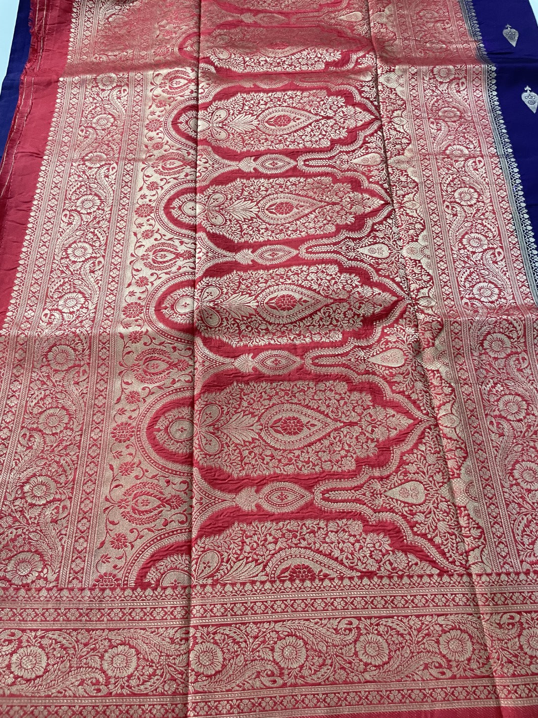 Blue N Pink Soft Crepe Silk Saree