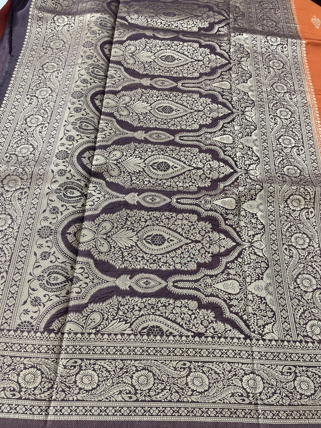 Rust N Brown Soft Crepe Silk Saree