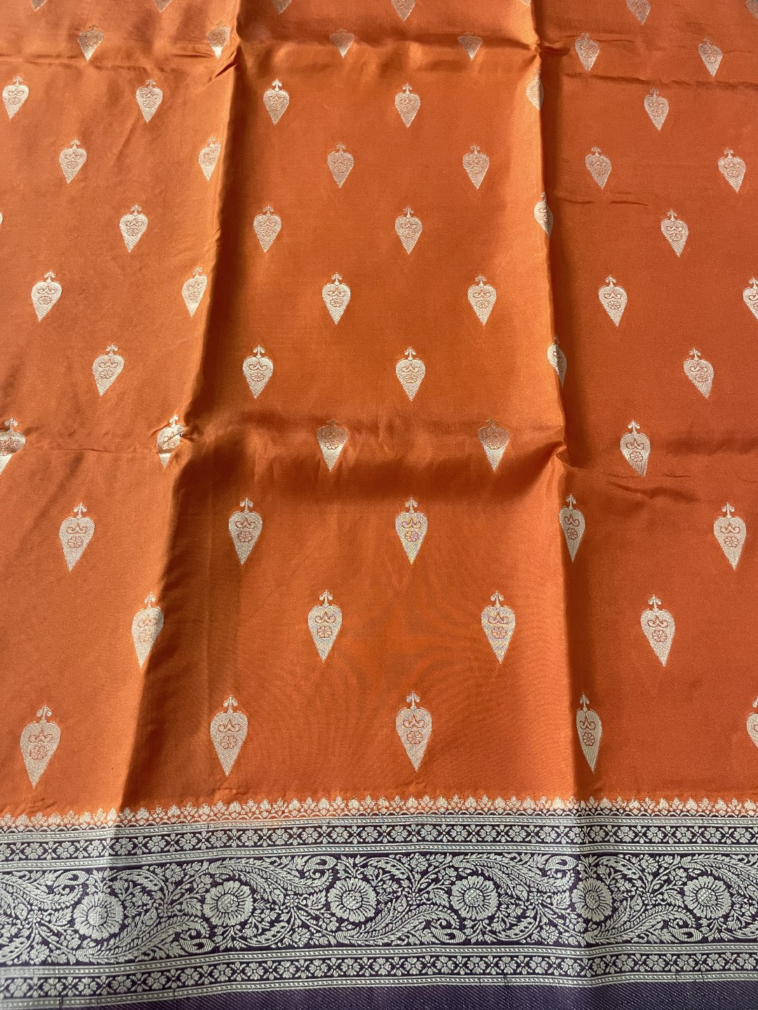 Rust N Brown Soft Crepe Silk Saree