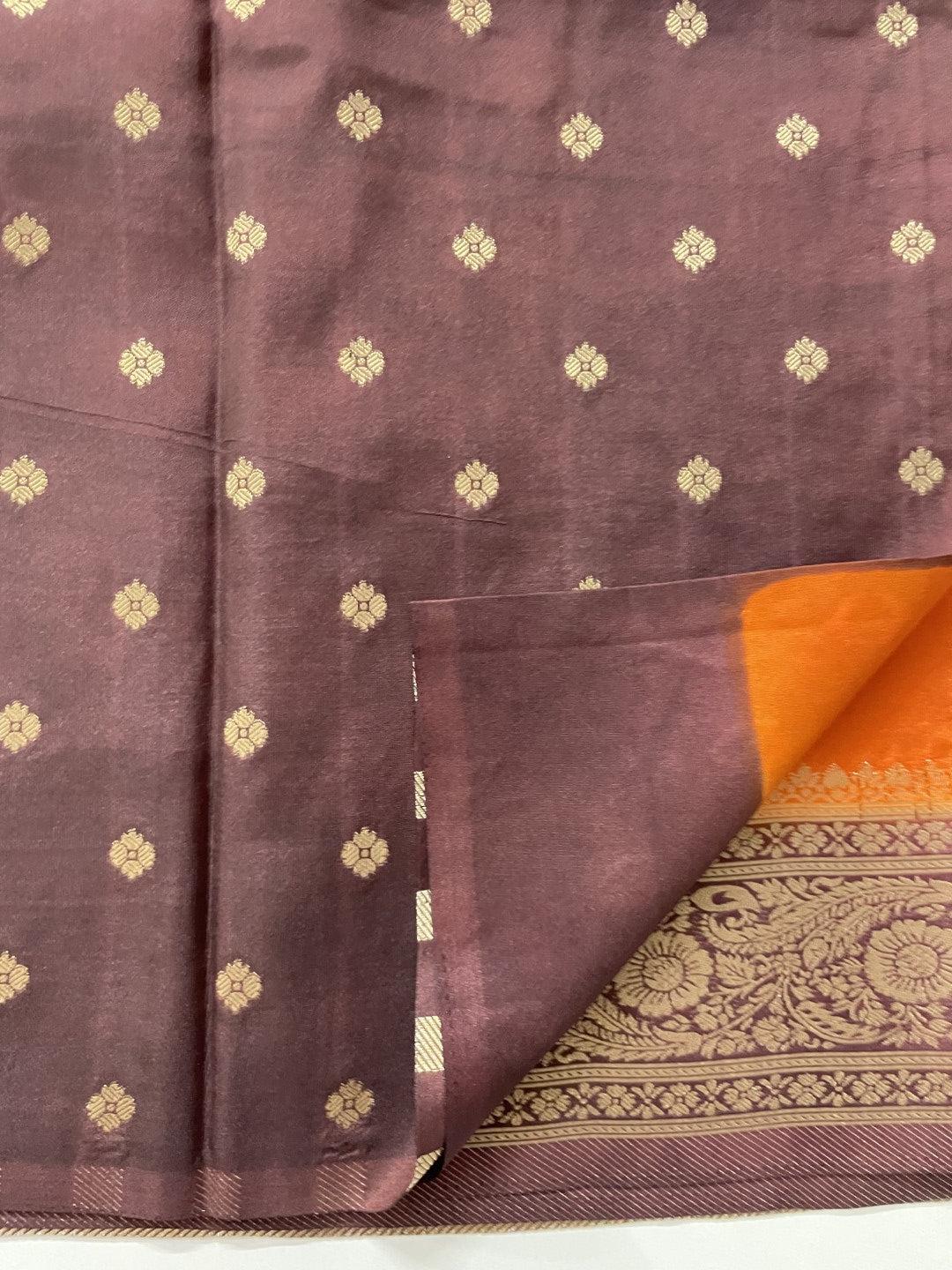 Rust N Brown Soft Crepe Silk Saree