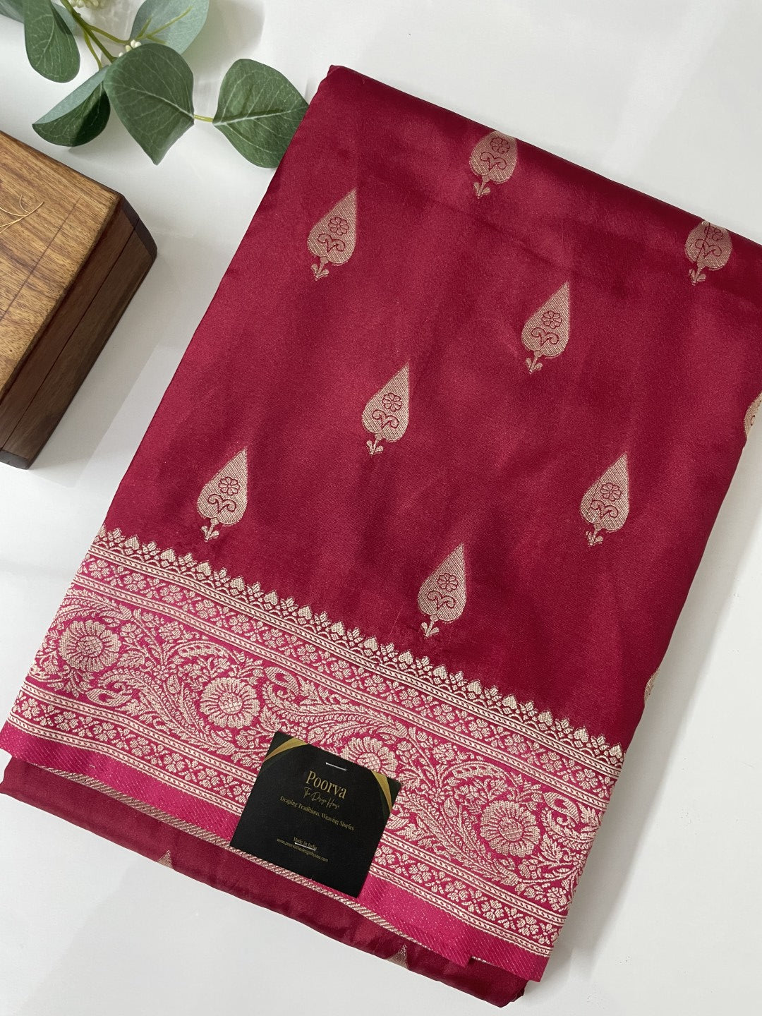 Wine N Pink Soft Crepe Silk Saree