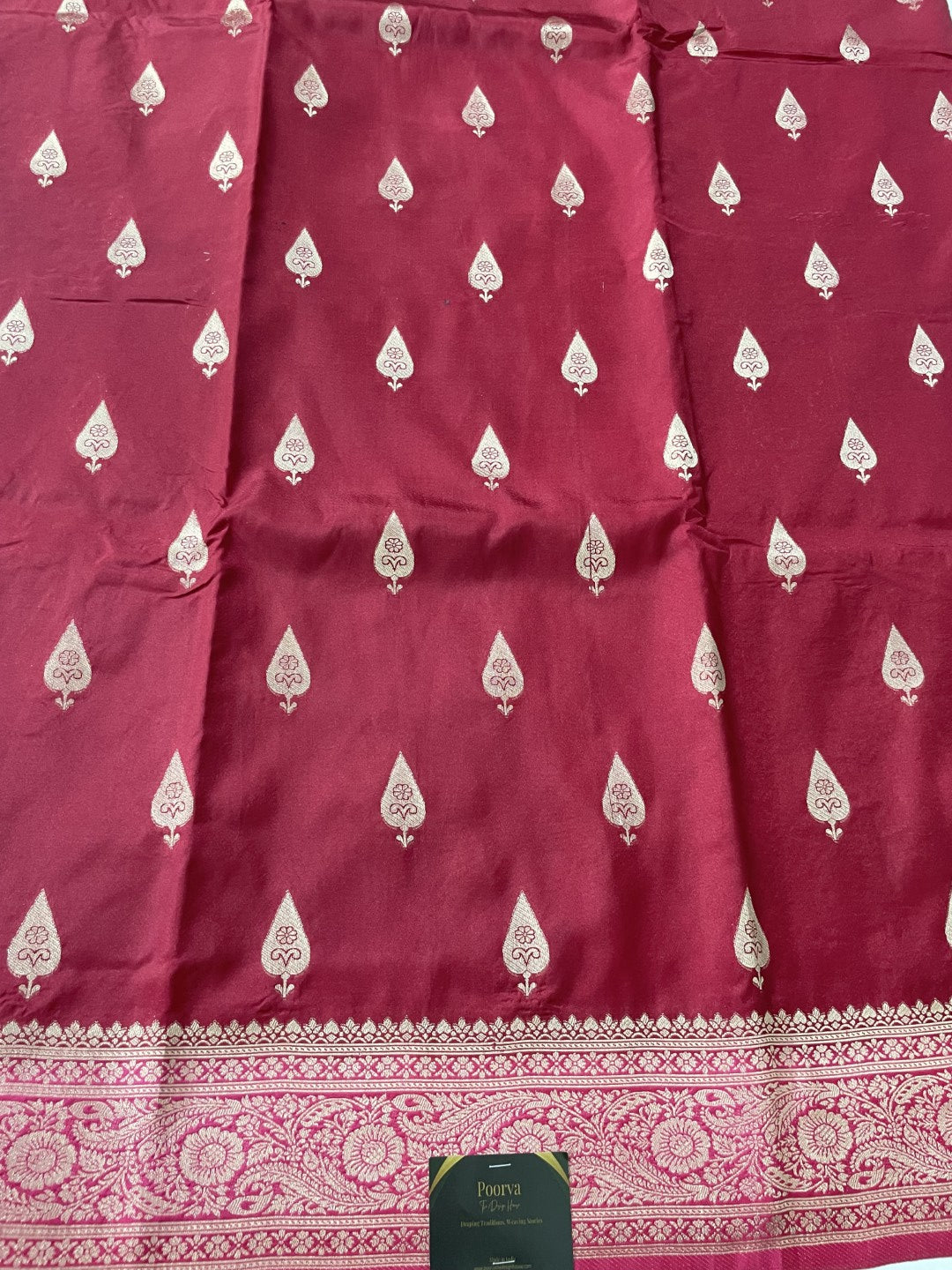 Wine N Pink Soft Crepe Silk Saree