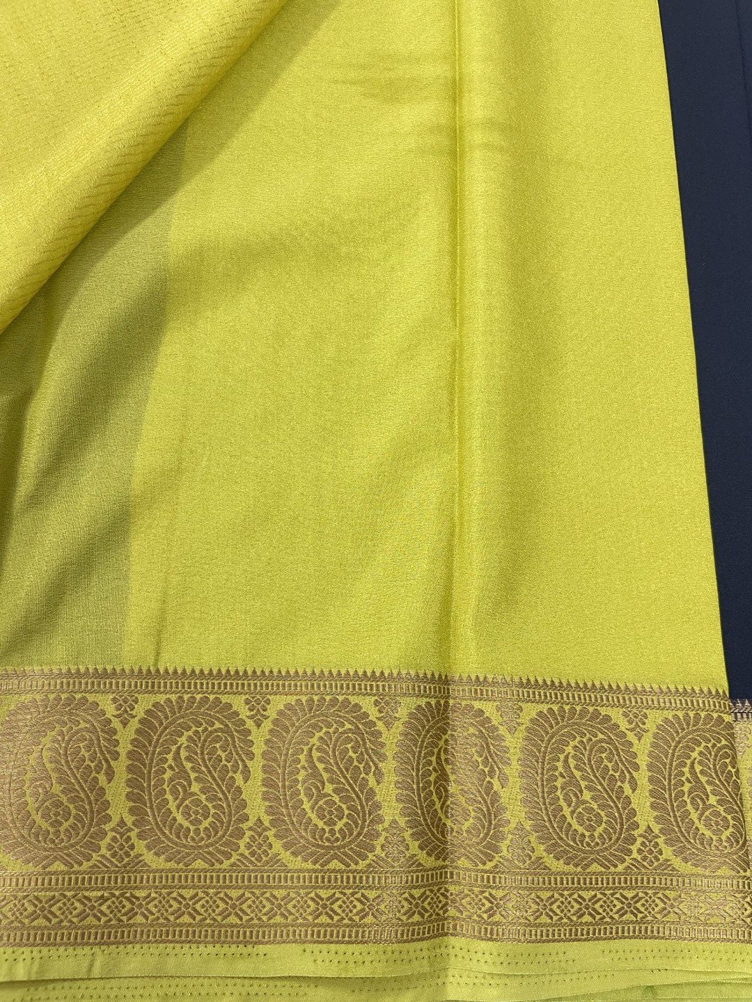 Black Mango Border Premium Crepe Silk Saree