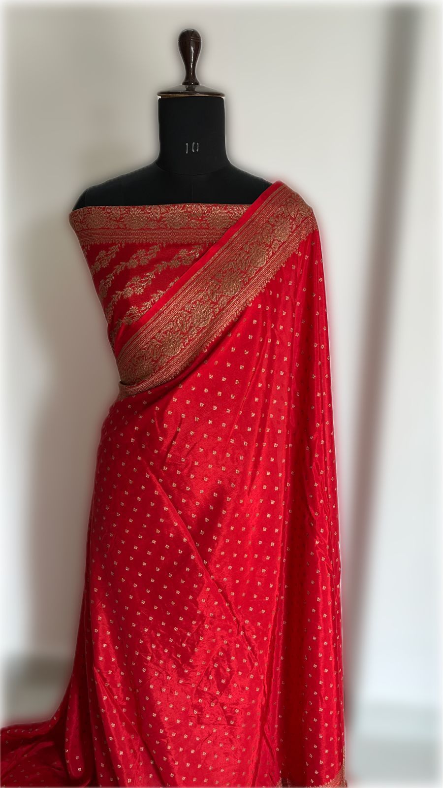 Red Butta Banarasi Pure Crepe Chiffon Saree