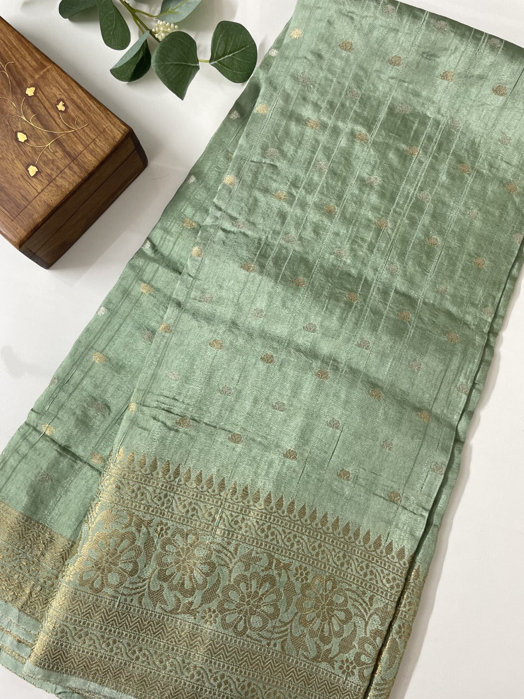 Mint Green Soft Tussar Silk Saree