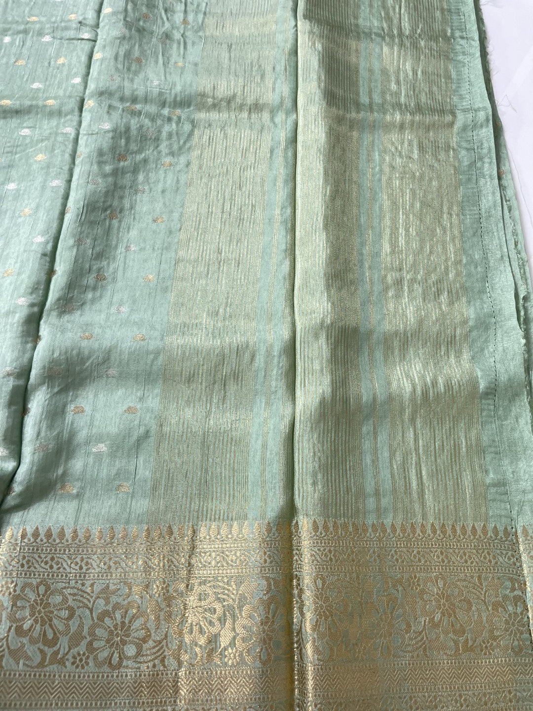 Mint Green Soft Tussar Silk Saree