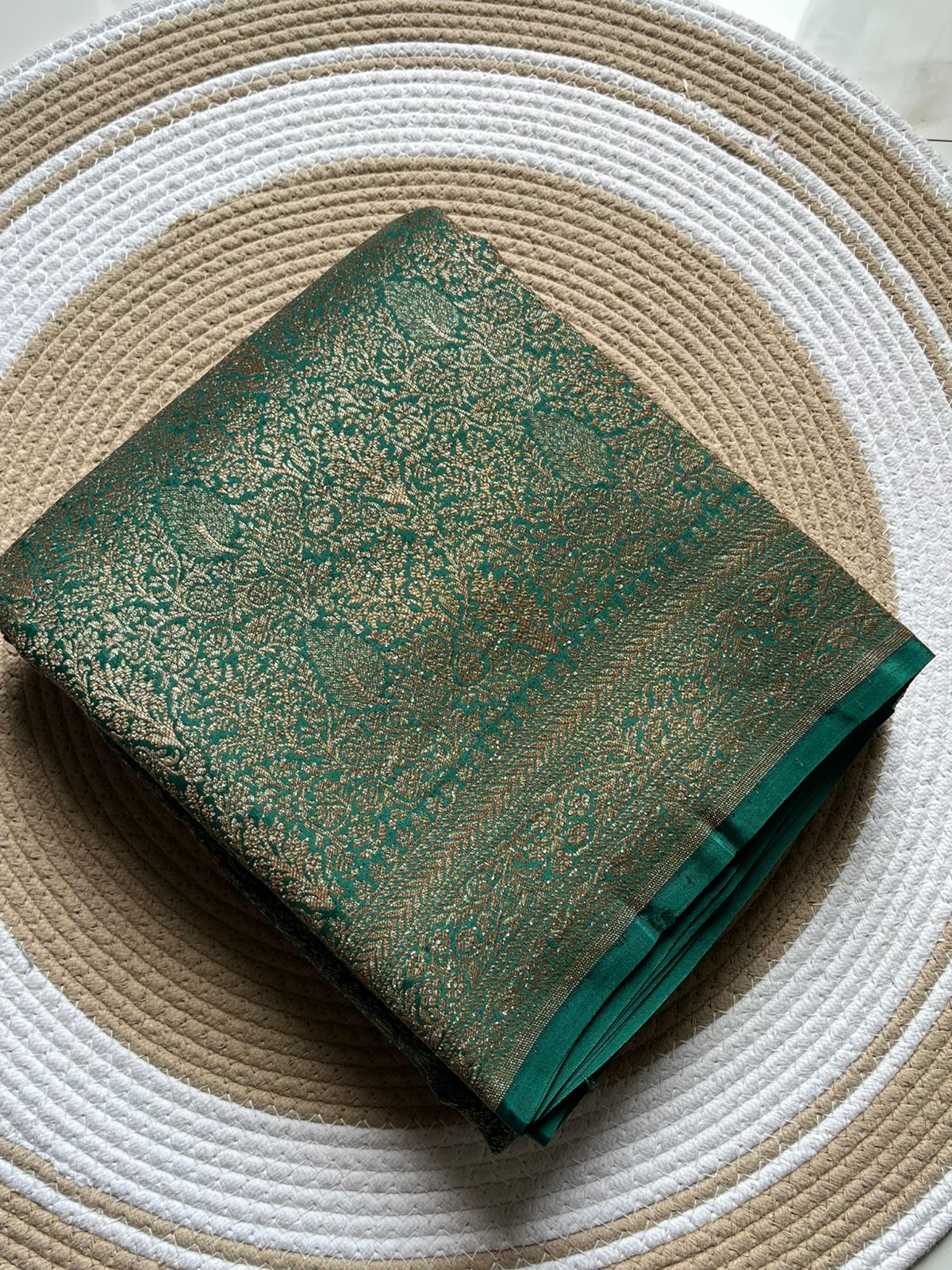 Green Brocade Banarasi Pure Crepe Chiffon Saree