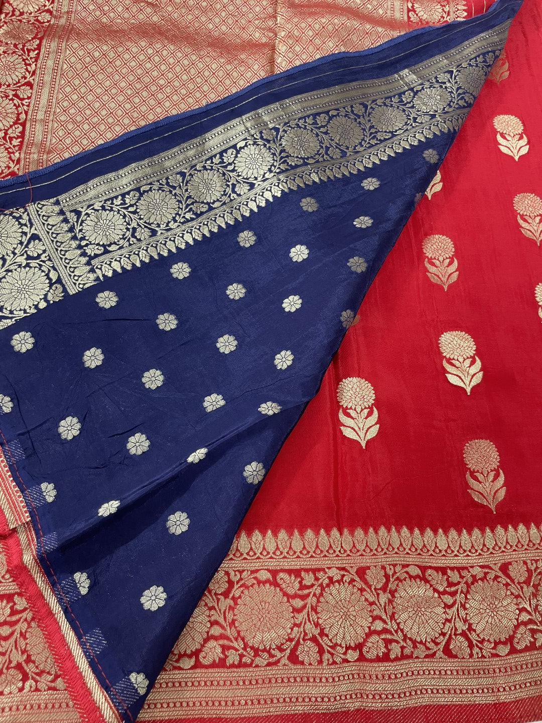 Red Floral Butta Premium Mashru Silk Sareee