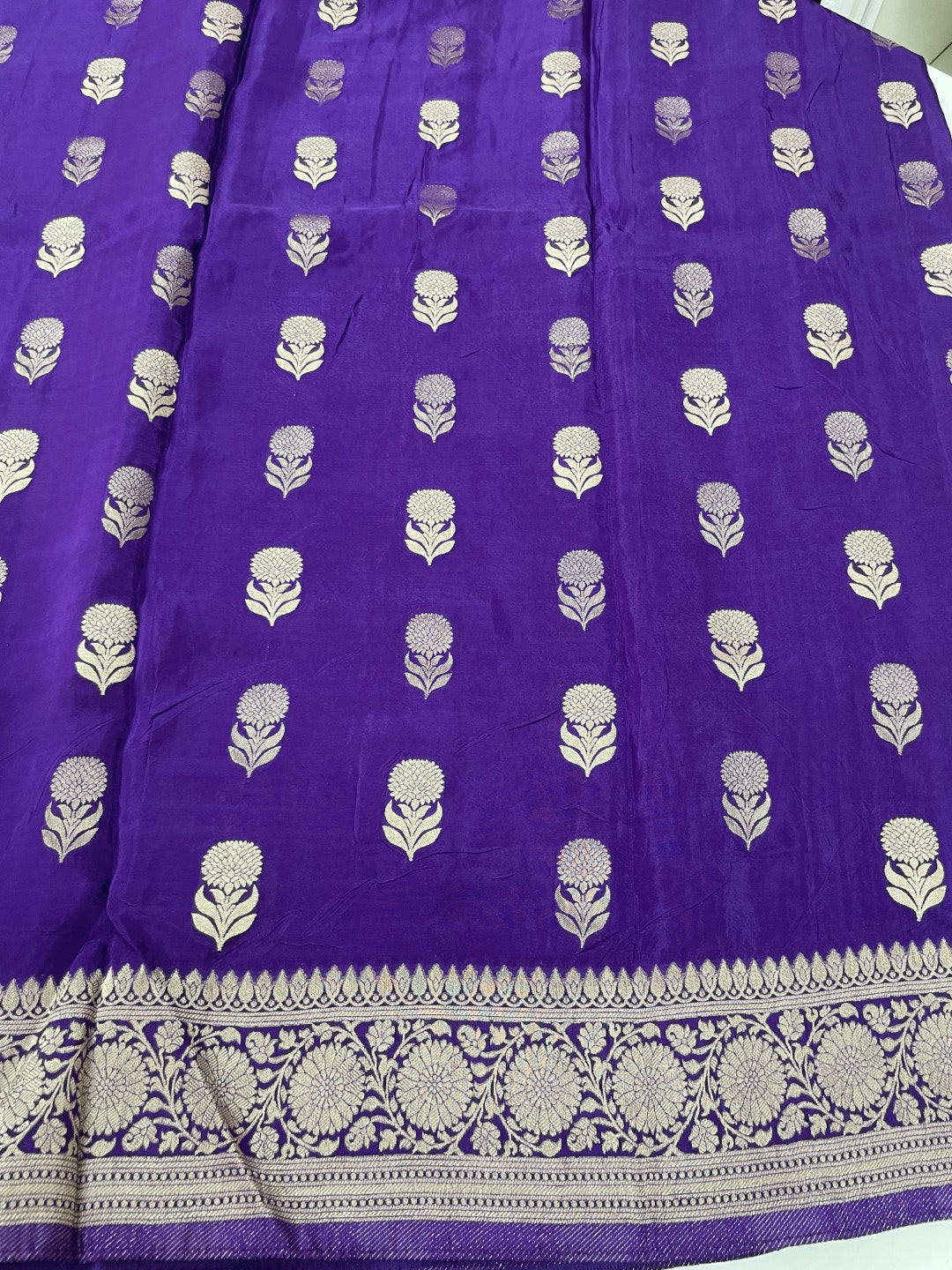 Purple Floral Butta Premium Mashru Silk Sareee