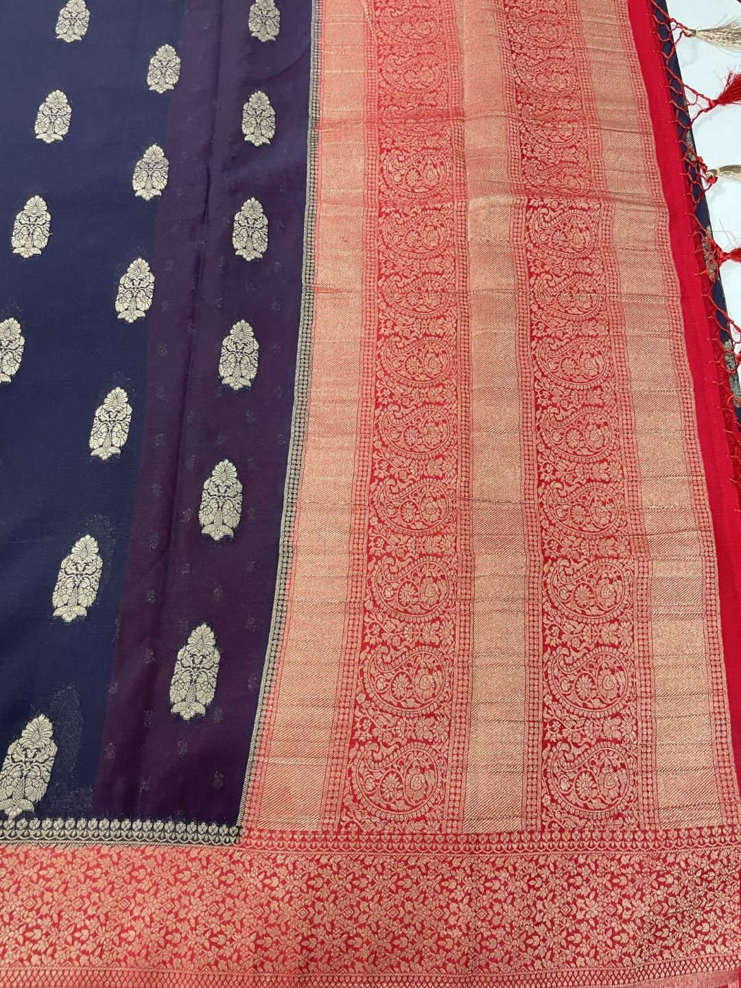 Black N Red Soft Crepe Georgette Saree