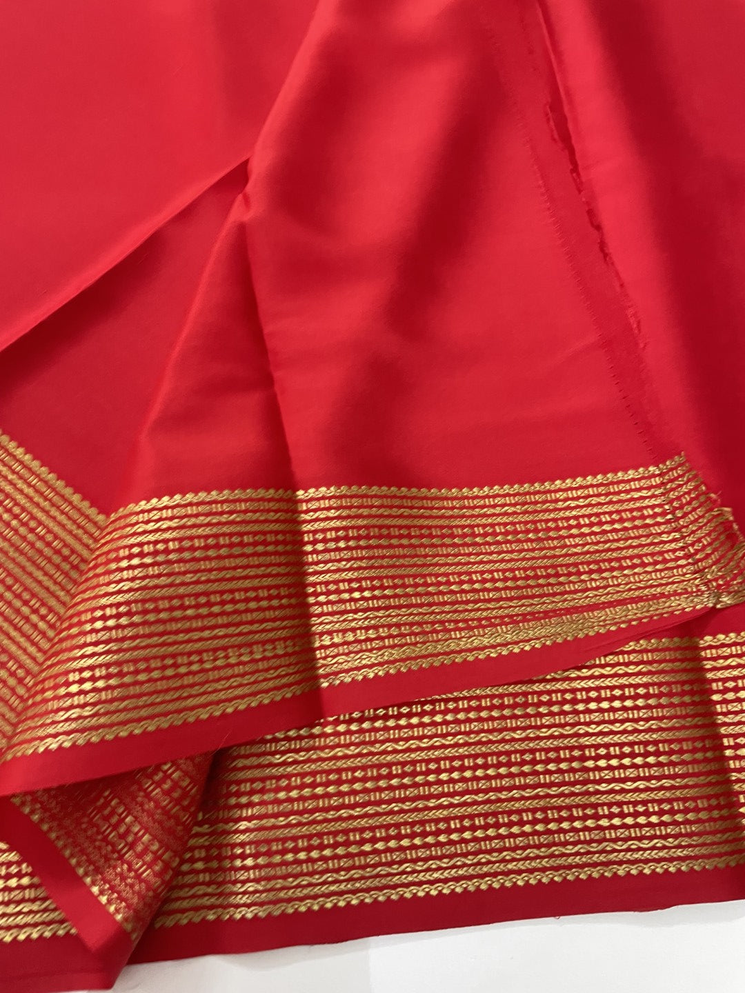 Red Pure Mysore Crepe Silk Saree