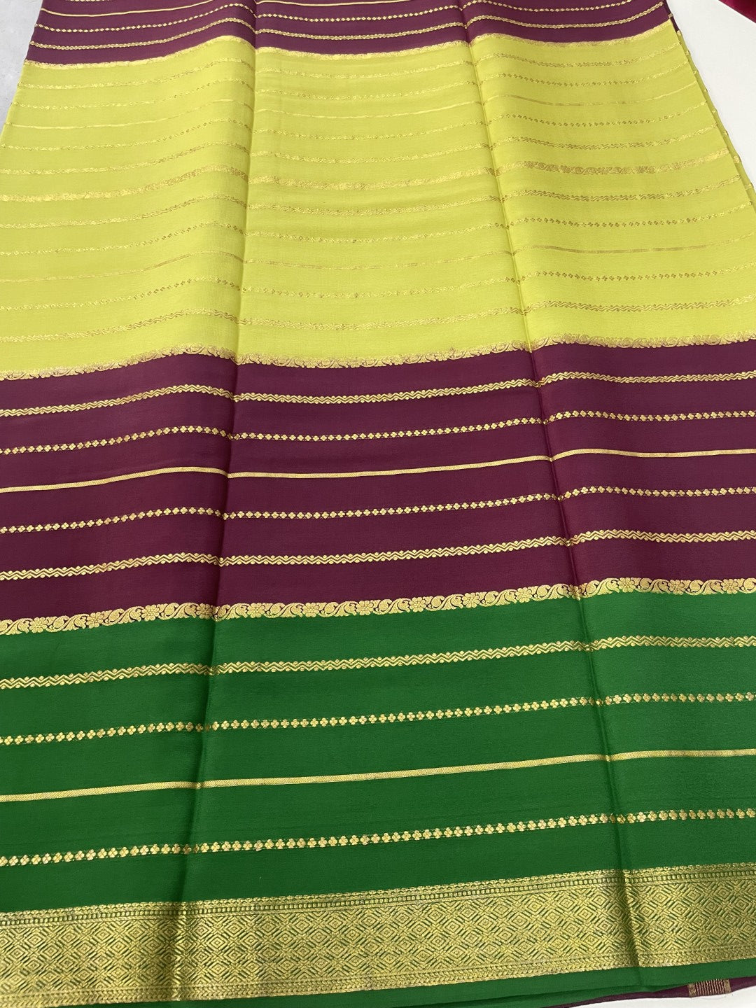 3D Multi Lines Pure Mysore Crepe Silk Saree