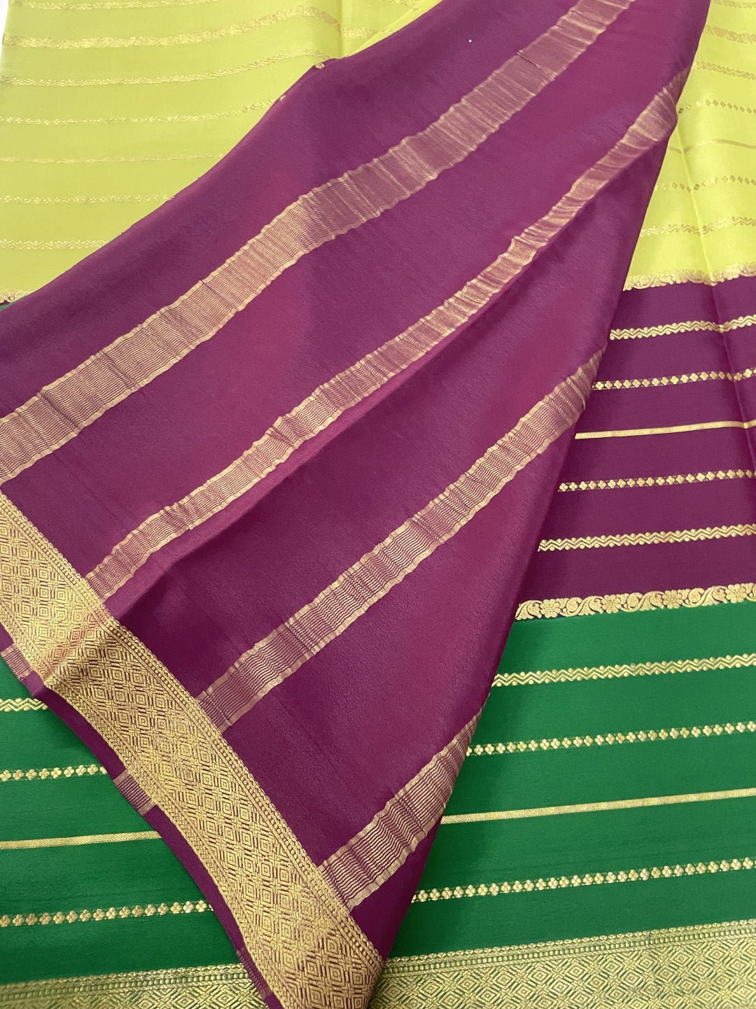 3D Multi Lines Pure Mysore Crepe Silk Saree