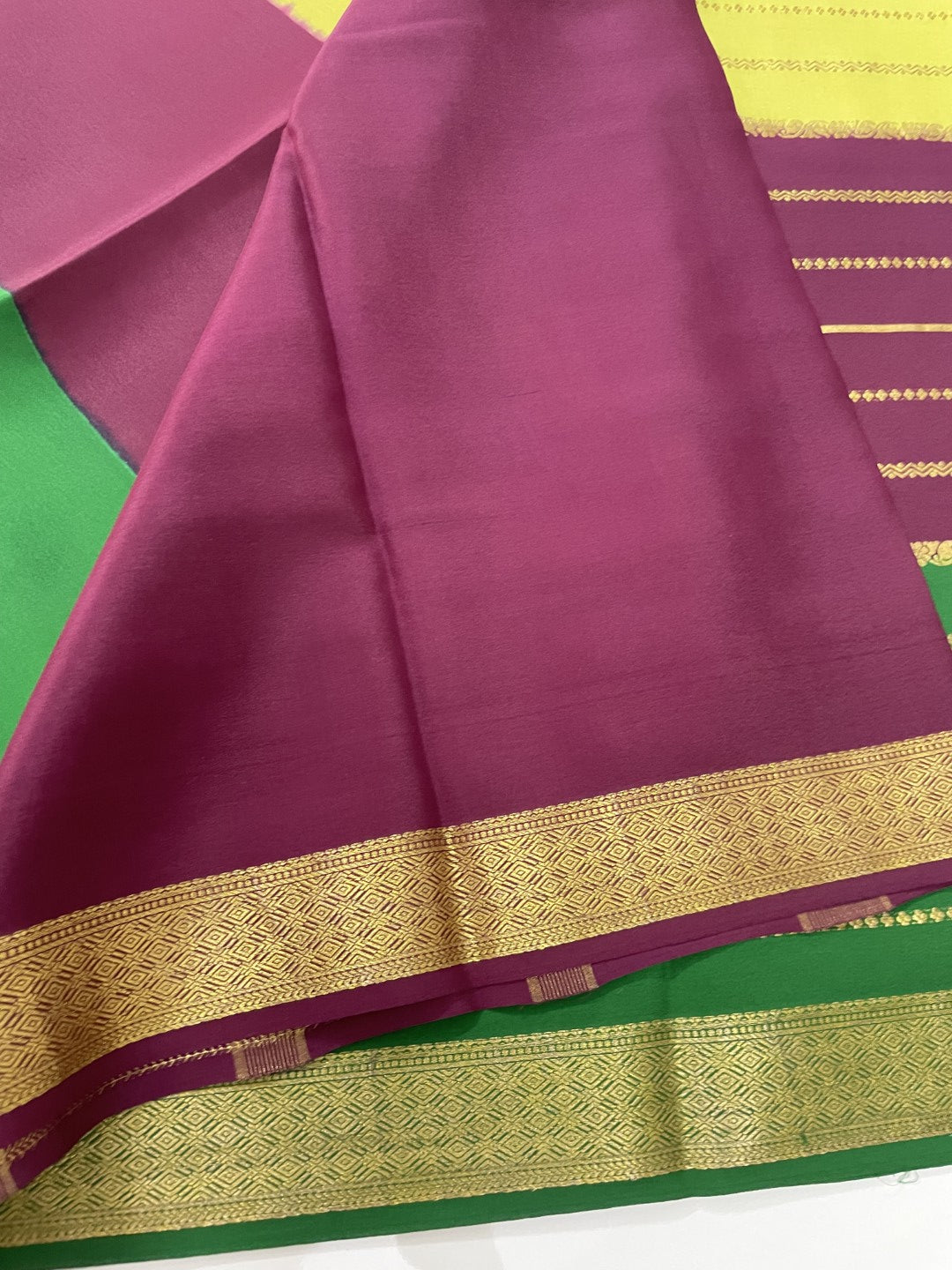3D Multi Lines Pure Mysore Crepe Silk Saree