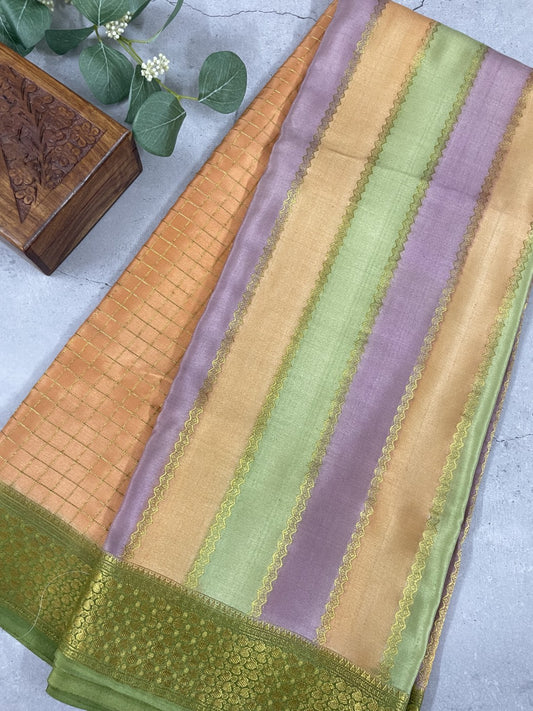 Rangkat N Checks Pure Mysore Crepe Silk Saree