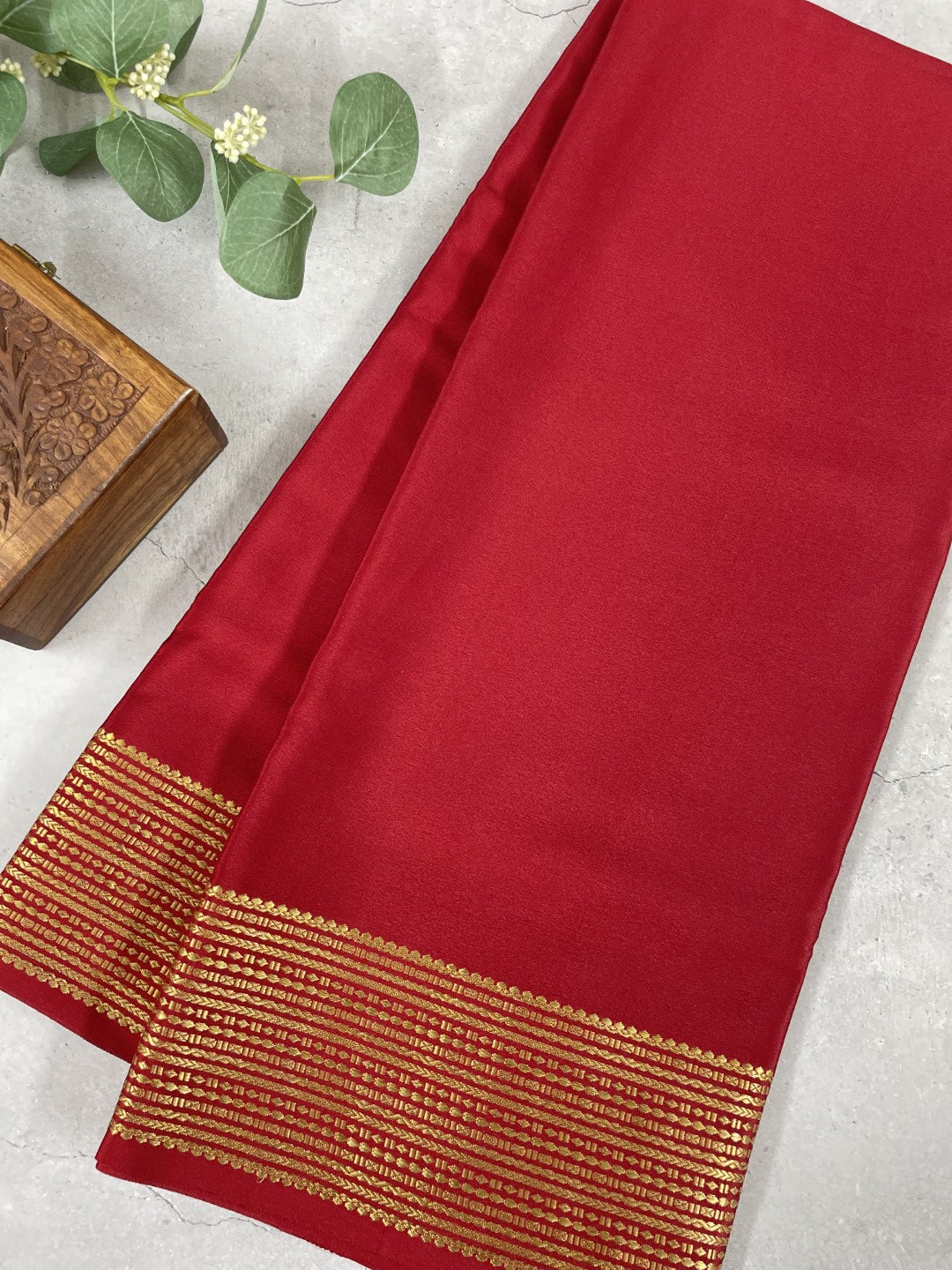 Maroon Pure Mysore Crepe Silk Saree