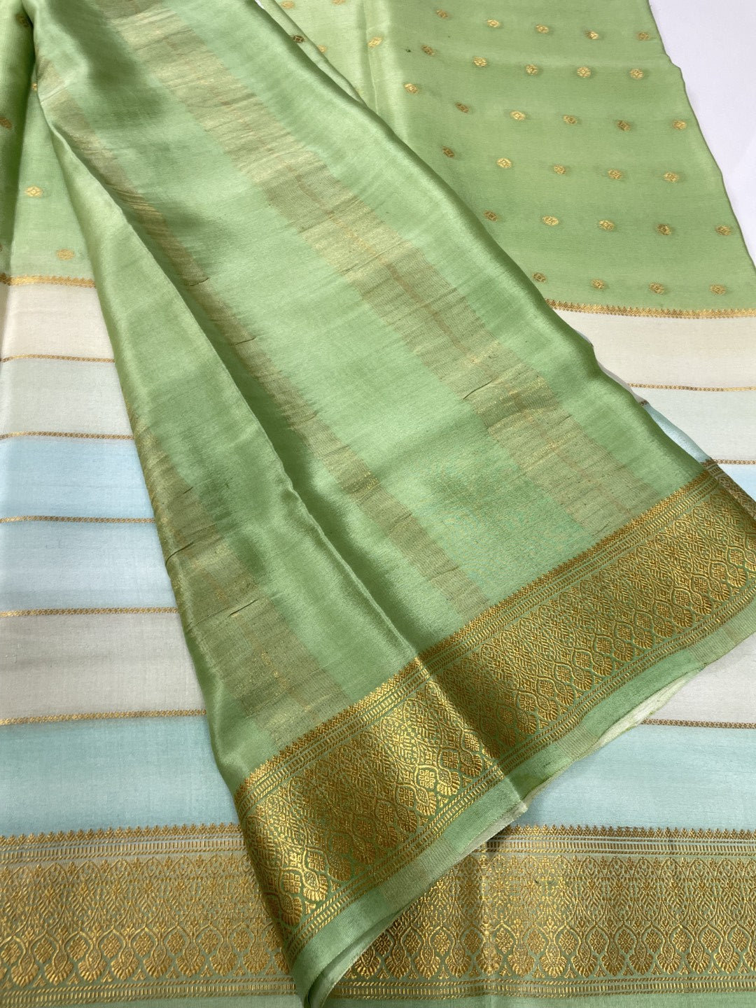 Multicolor Centre Butta 01 Pure Mysore Crepe Silk Saree