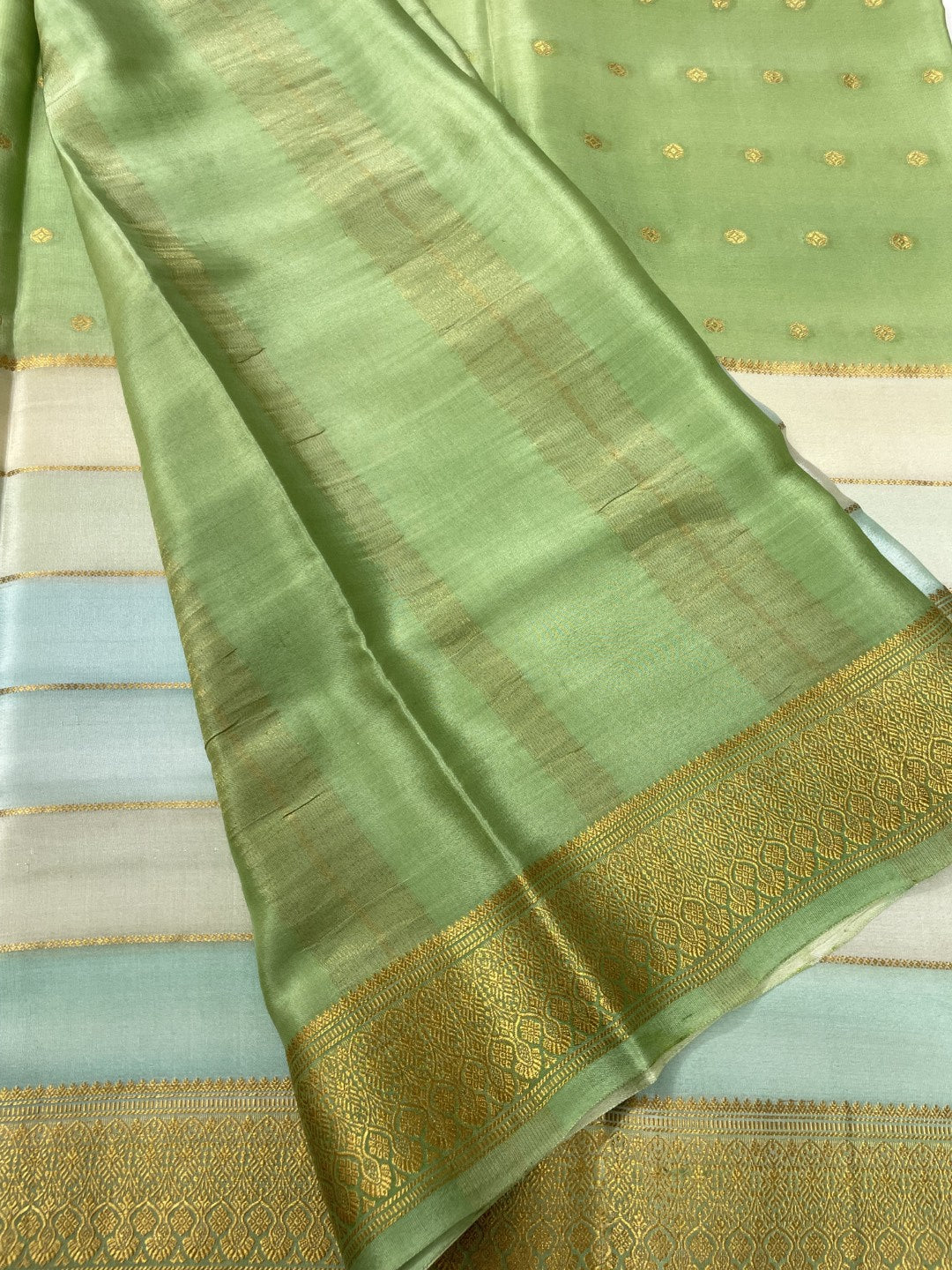Multicolor Centre Butta 01 Pure Mysore Crepe Silk Saree