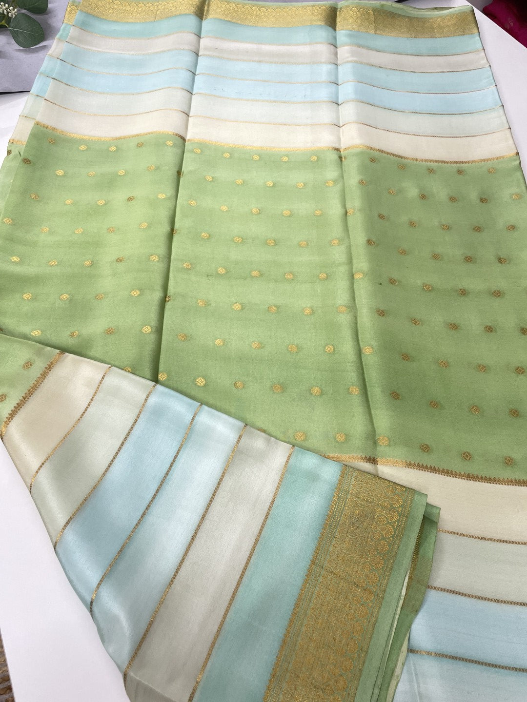 Multicolor Centre Butta 01 Pure Mysore Crepe Silk Saree